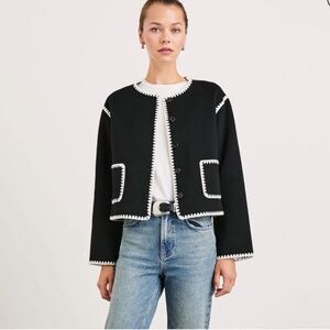Rails Melanie Jacket Whipstitch Trim Wool Blend EUC No Size Fits L